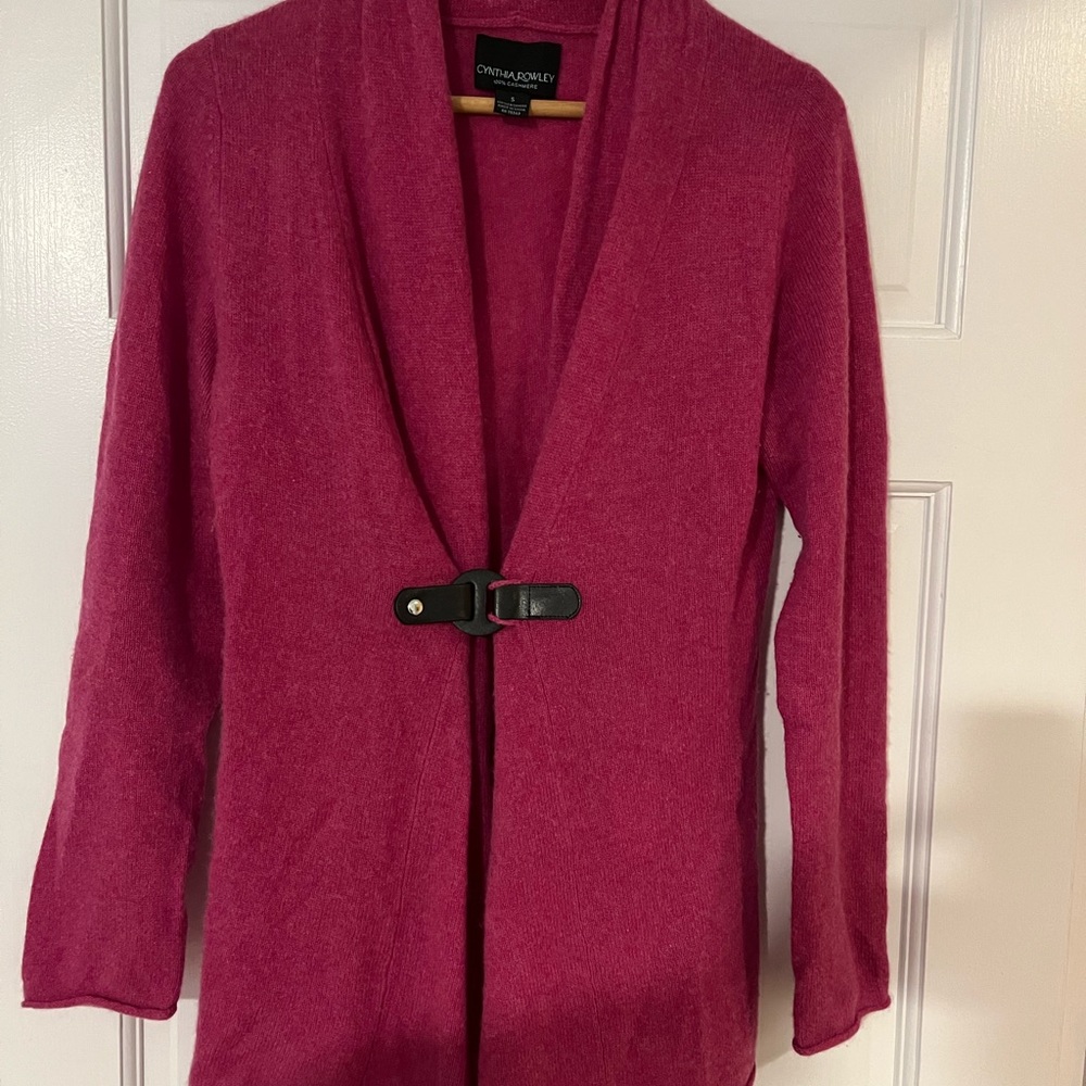 Cynthia Rowley cashmere sweater with faux belt clasp